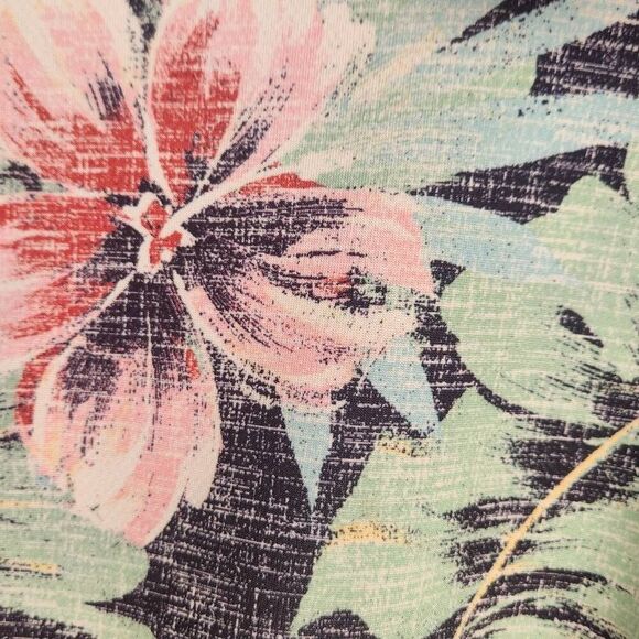 Izod Saltwater Tropical Print Polo Shirt Large (5093) - Picture 3 of 5